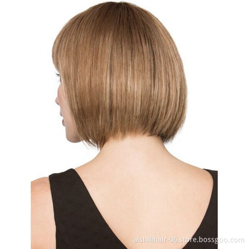 Aishili Short human hair wigs Silky straight wig for women Wholesale fashion wig